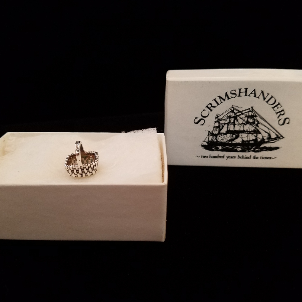 Sterling Silver Scrimshanders woven basket charm